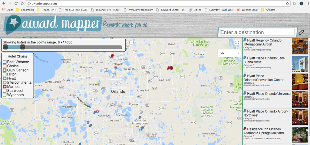 award mapper best way to find chase ultimate rewards hotel partners